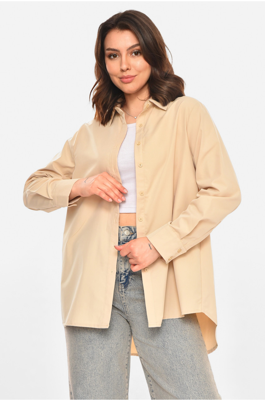 Сорочка жіноча однотонна бежевого кольору 212702
