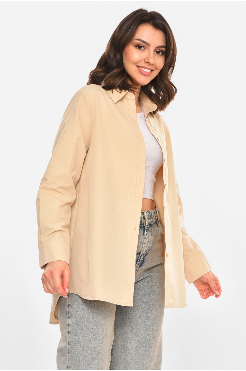 Сорочка жіноча однотонна бежевого кольору 212702