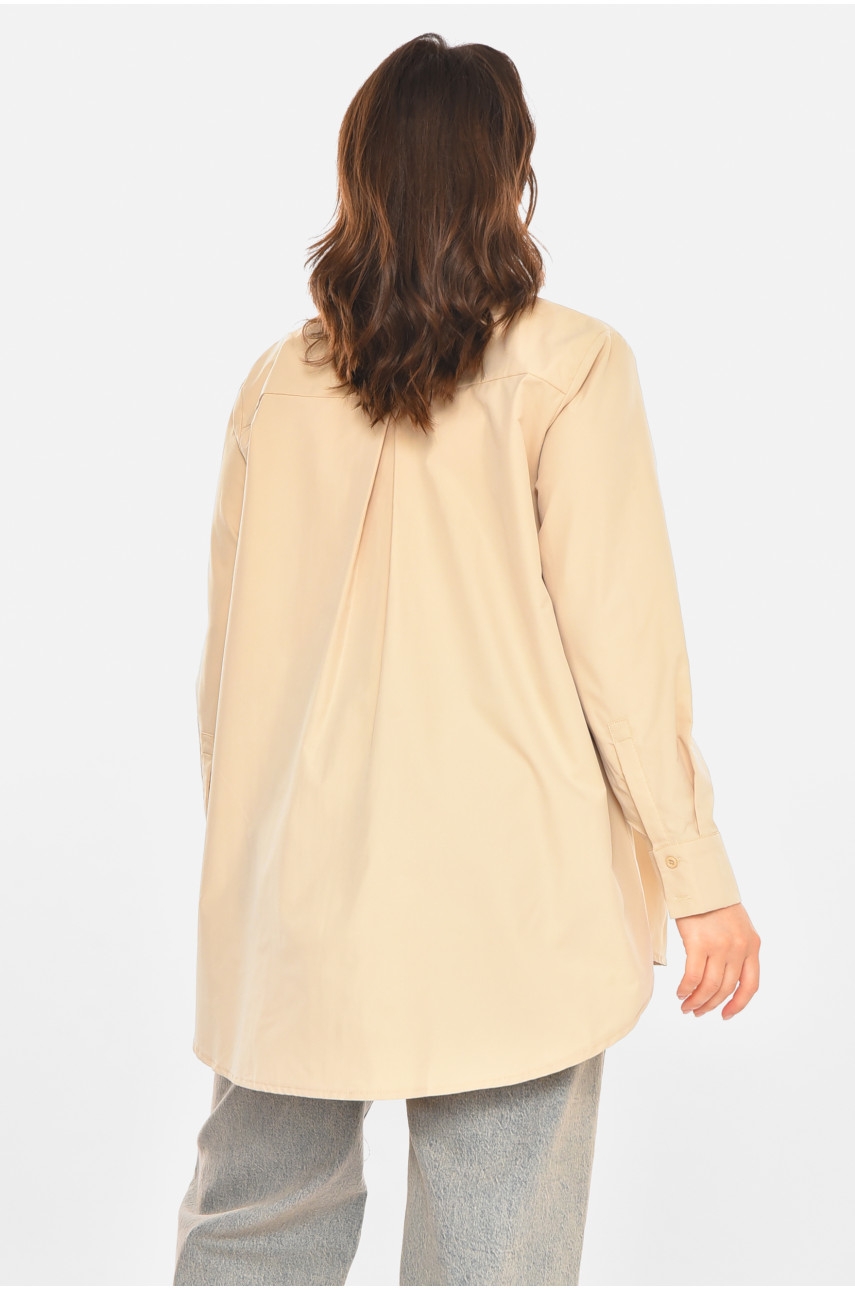 Сорочка жіноча однотонна бежевого кольору 212702