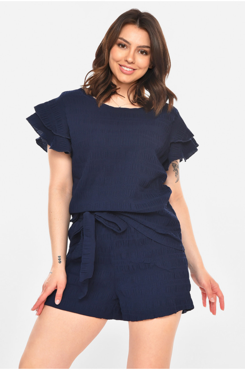 Костюм женский однотонный тёмно-синего цвета 212705