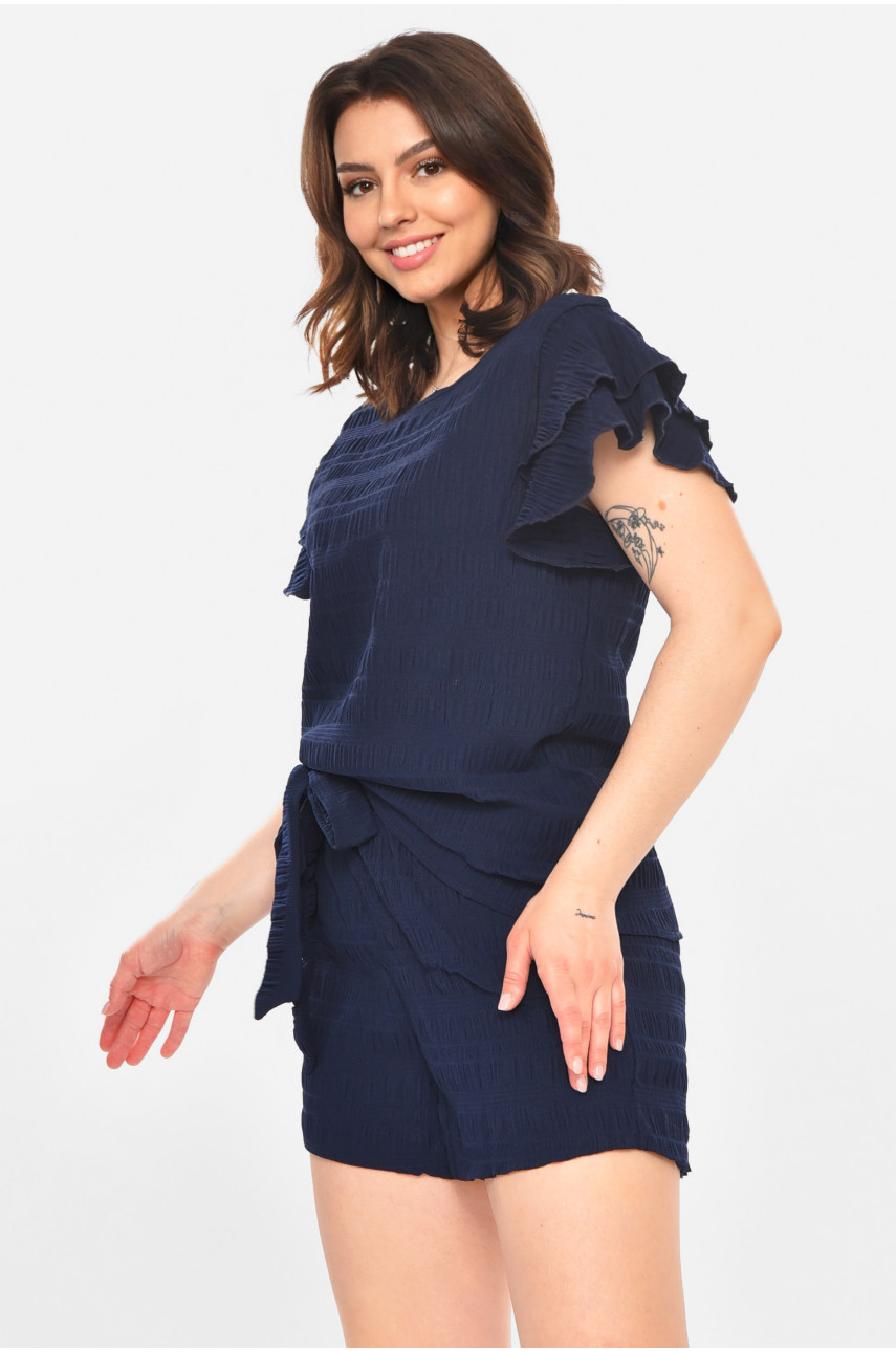 Костюм женский однотонный тёмно-синего цвета 212705