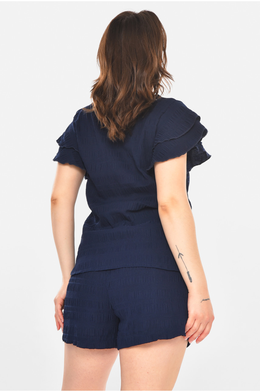 Костюм женский однотонный тёмно-синего цвета 212705