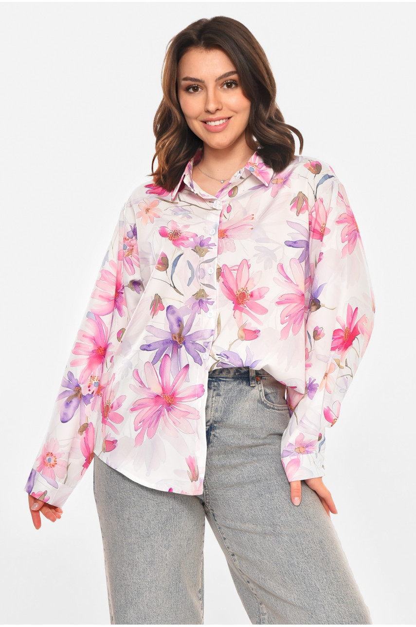 Сорочка жіноча білого кольору з принтом 212708