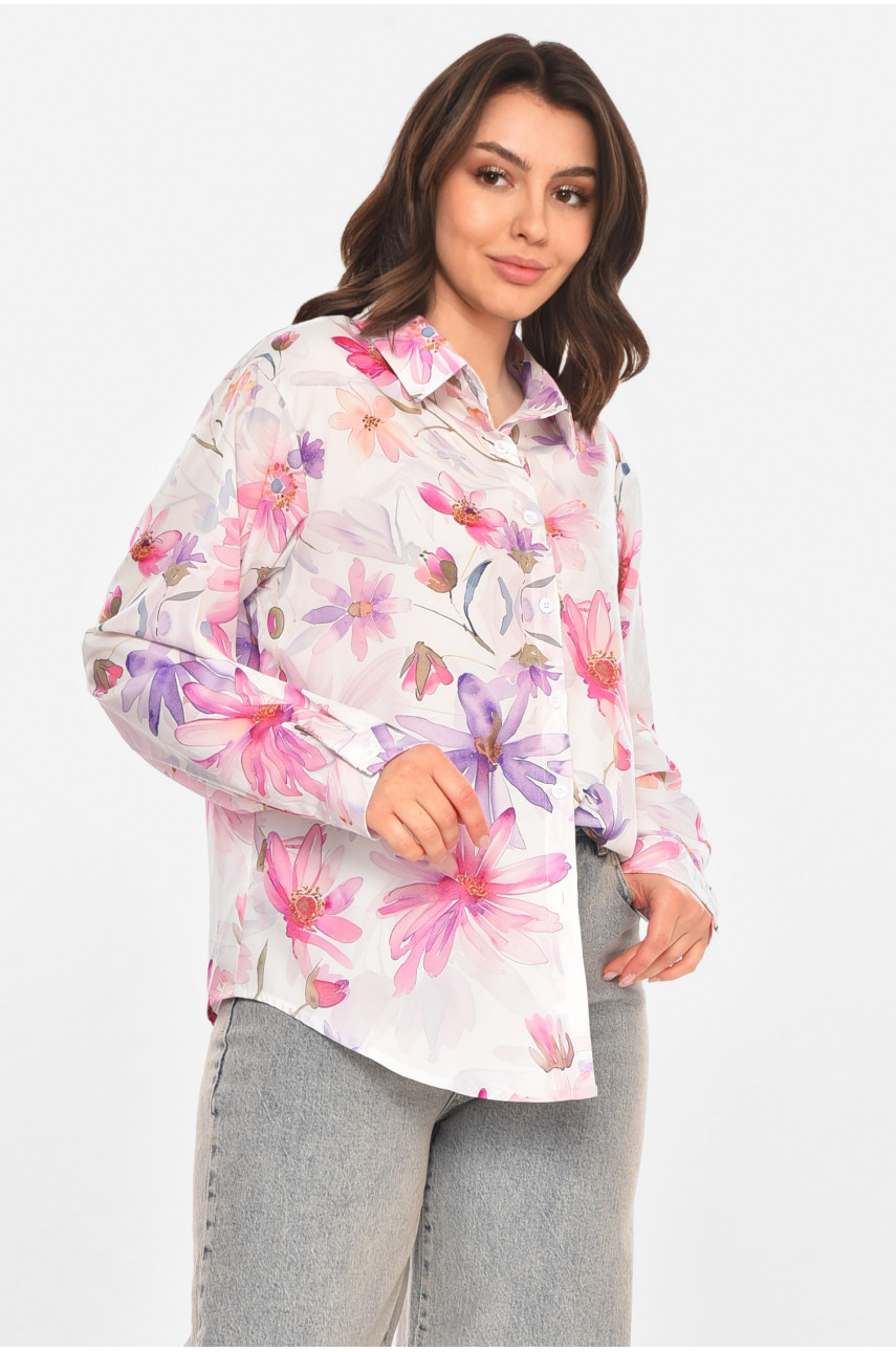 Сорочка жіноча білого кольору з принтом 212708