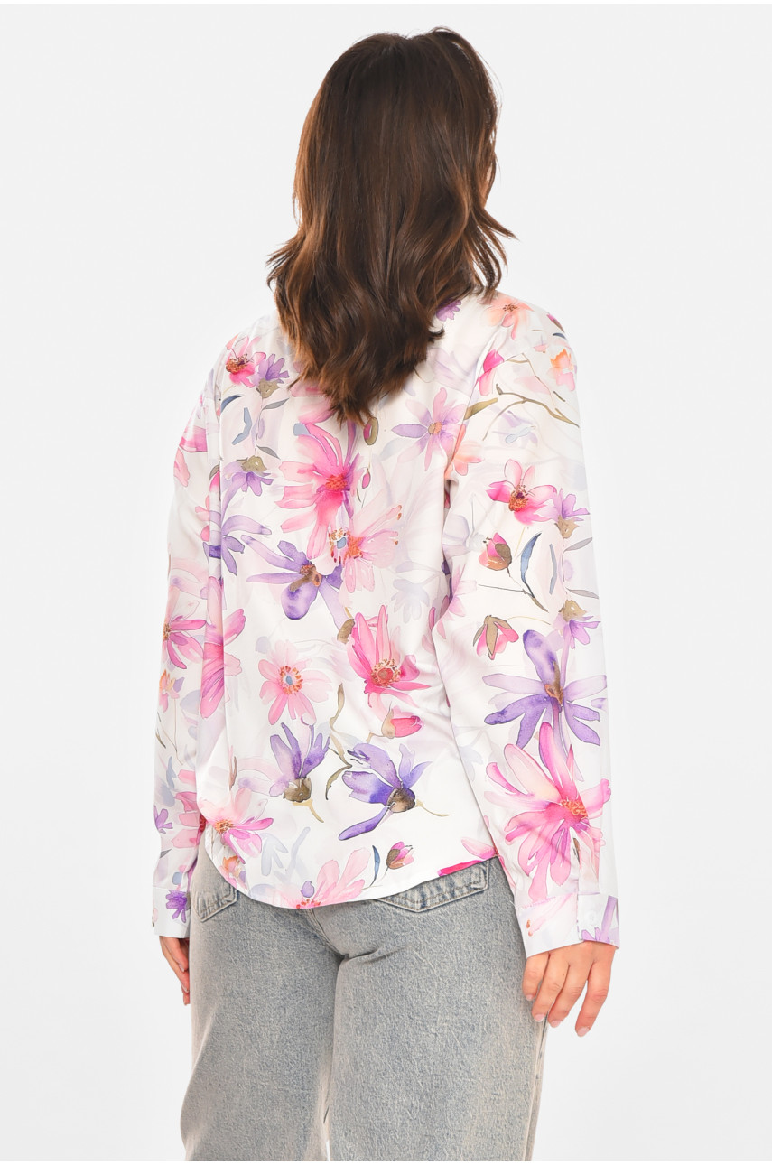 Сорочка жіноча білого кольору з принтом 212708