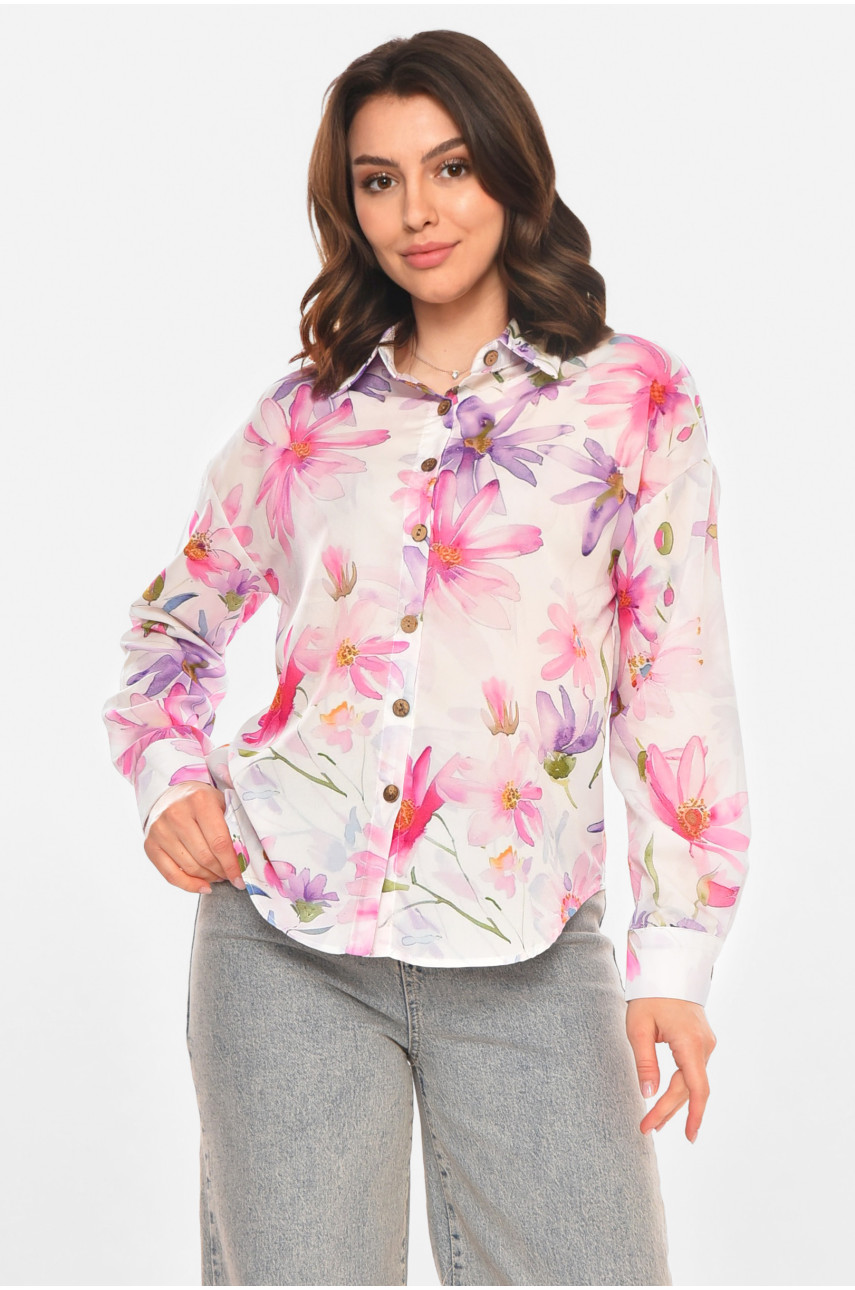 Сорочка жіноча білого кольору з принтом 212711