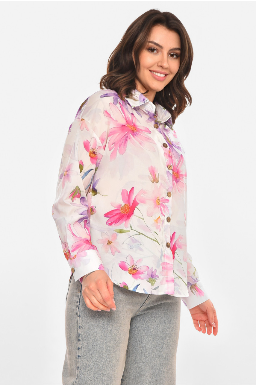 Сорочка жіноча білого кольору з принтом 212711