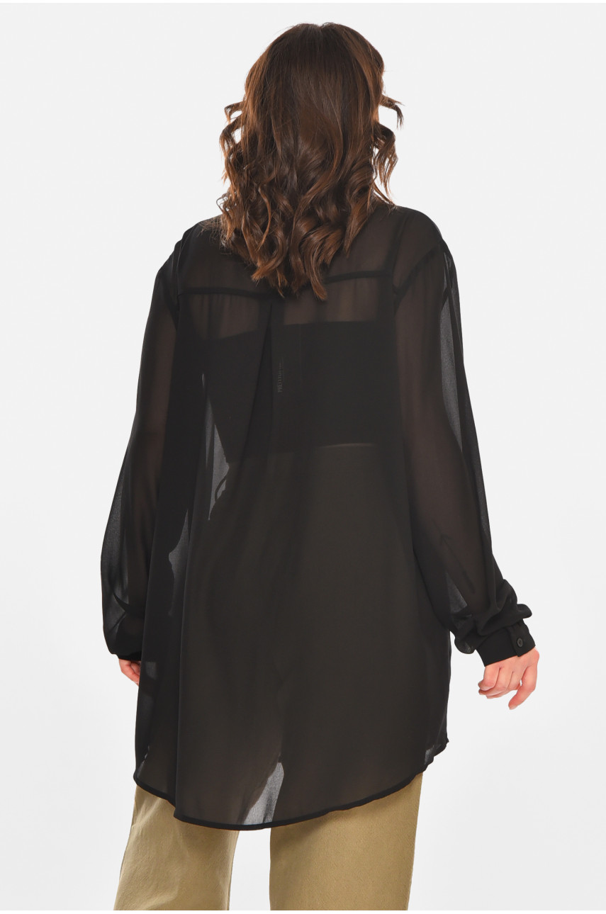 Рубашка женская однотонная черного цвета 212713