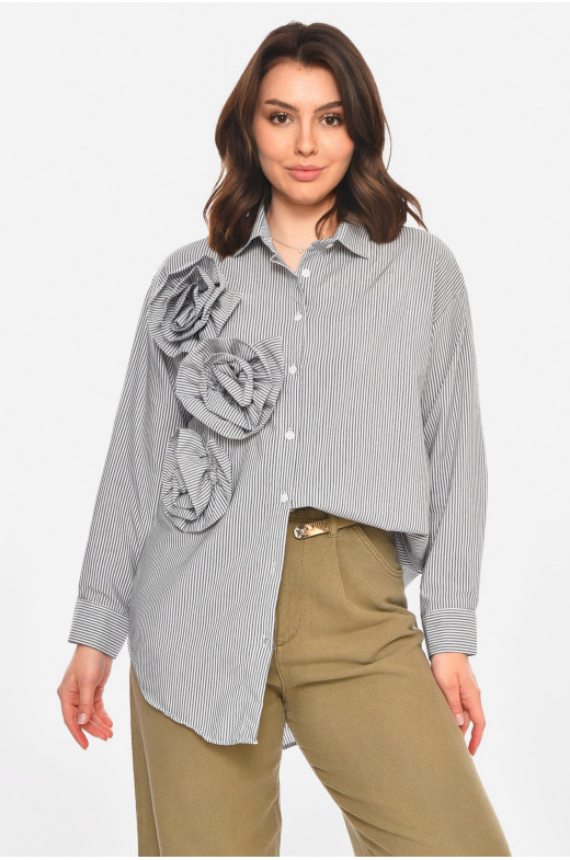Рубашка женская серого цвета с принтом 212714
