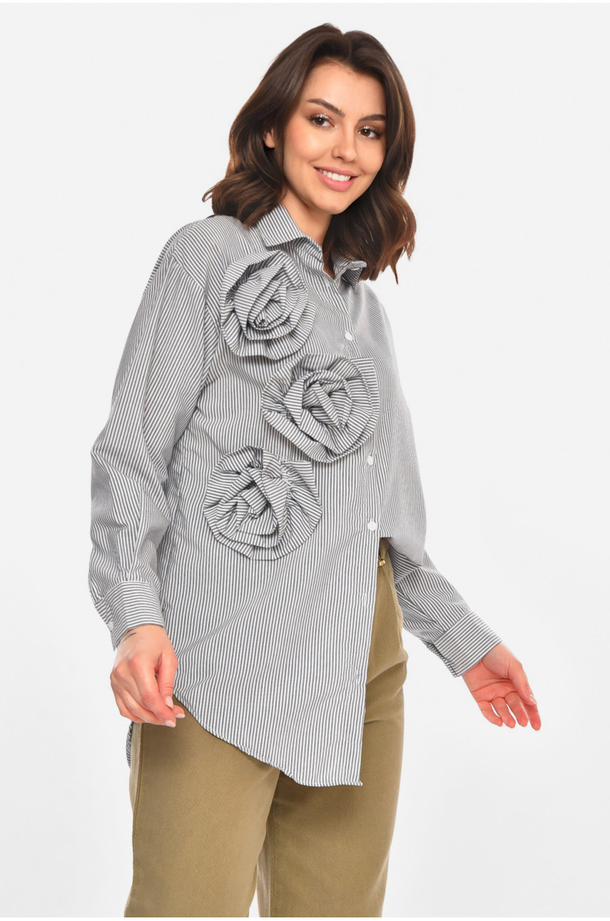 Рубашка женская серого цвета с принтом 212714