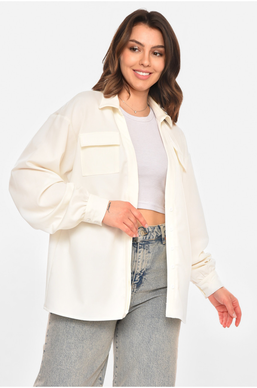 Сорочка жіноча однотонна молочного кольору 212716