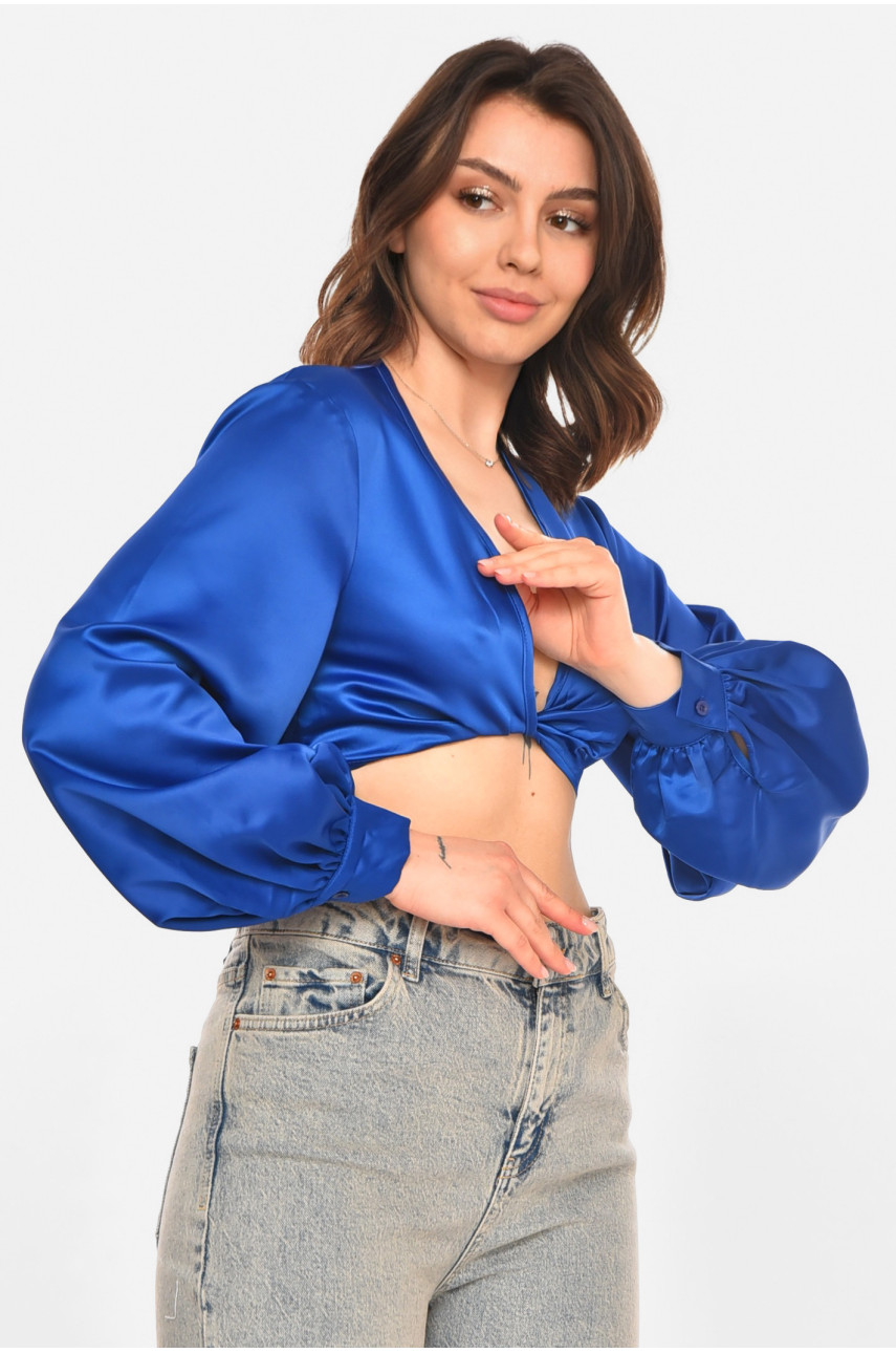 Блуза женская однотонная синего цвета 212717