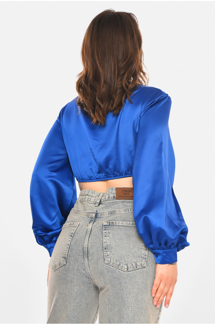 Блуза жіноча однотонна синього кольору 212717