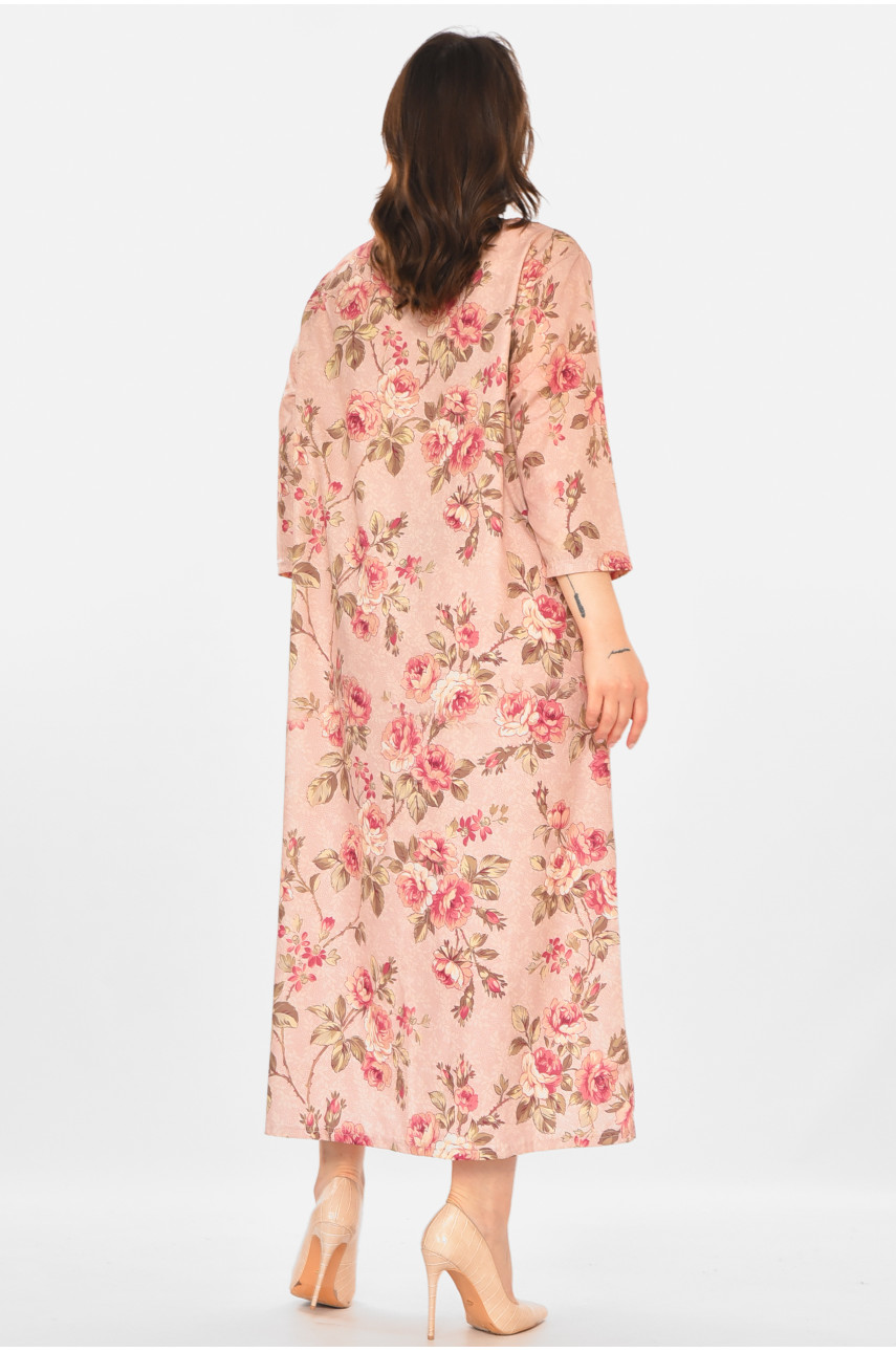 Платье женское пудрового цвета с принтом 212719