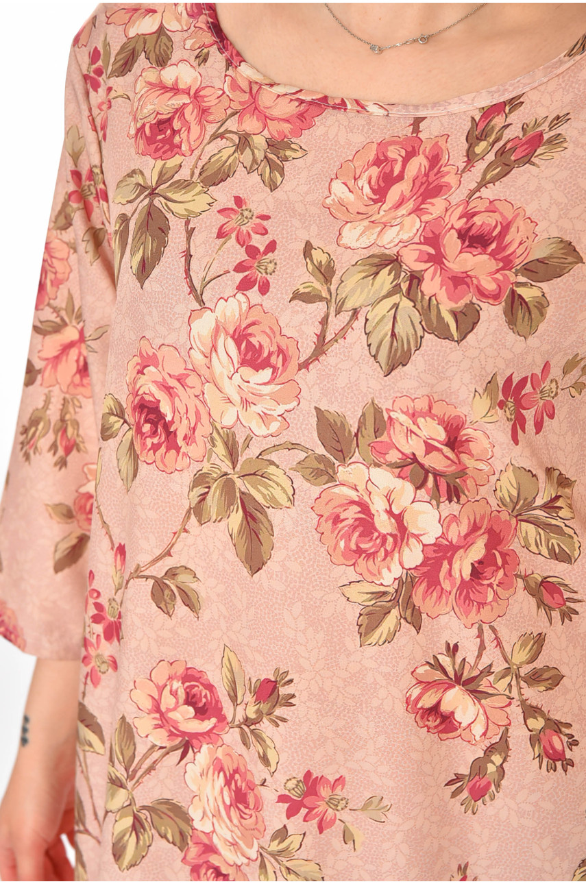Платье женское пудрового цвета с принтом 212719
