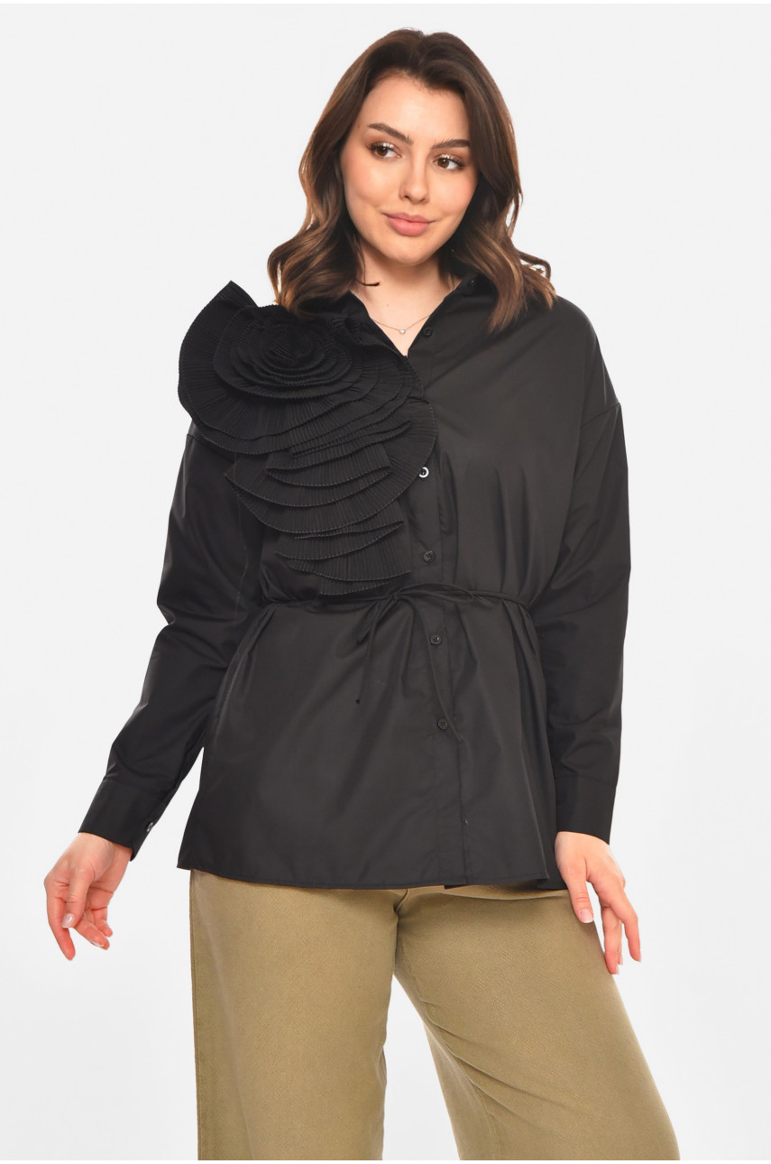 Блуза женская однотонная черного цвета 212720