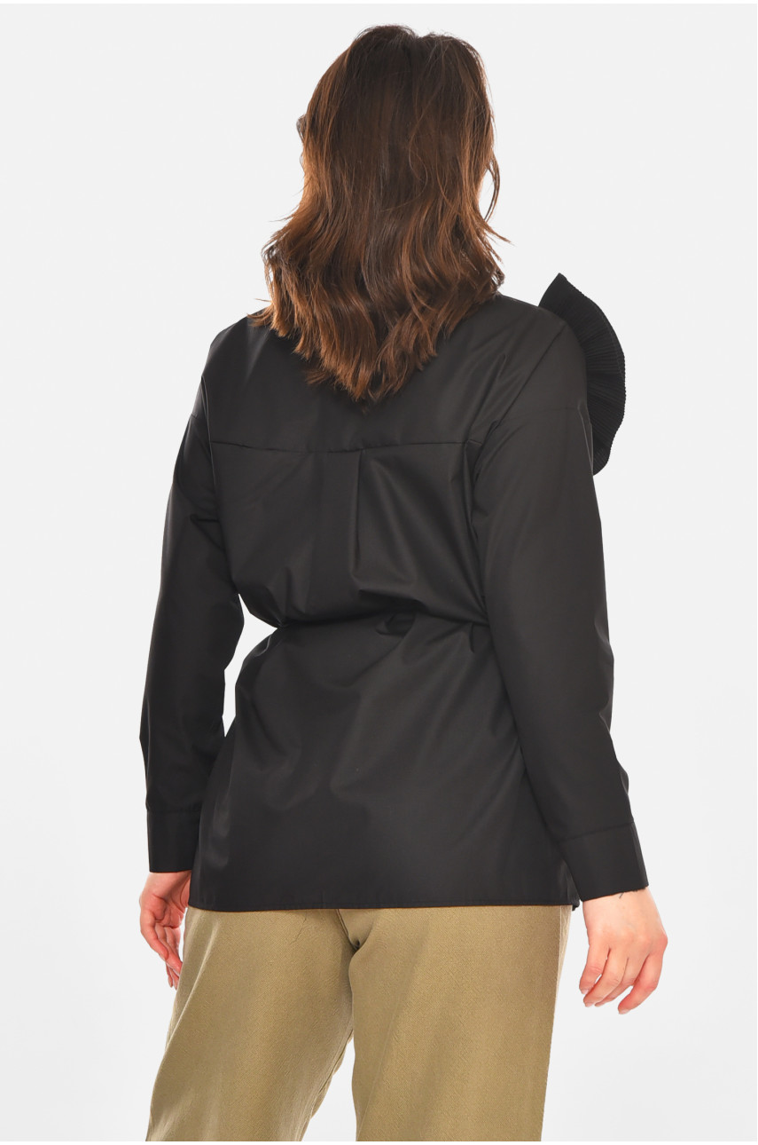 Блуза жіноча однотонна чорного кольору 212720