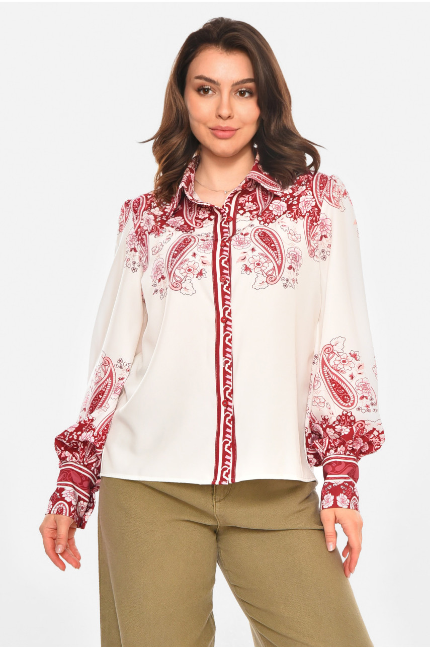 Сорочка жіноча білого кольору з принтом 212726