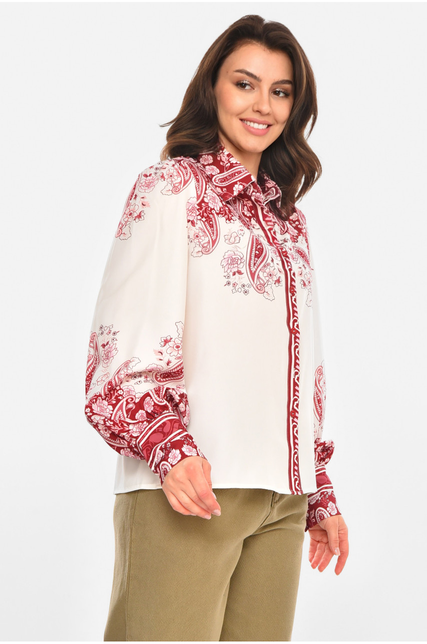 Сорочка жіноча білого кольору з принтом 212726