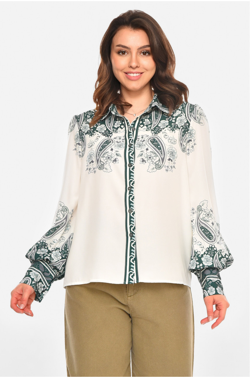 Сорочка жіноча білого кольору з принтом 212730