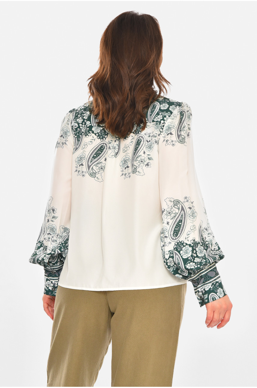 Сорочка жіноча білого кольору з принтом 212730