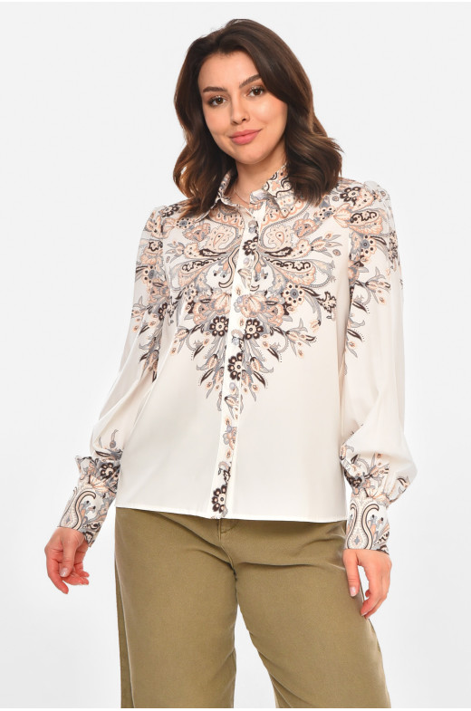 Рубашка женская бежевого цвета с принтом 212733