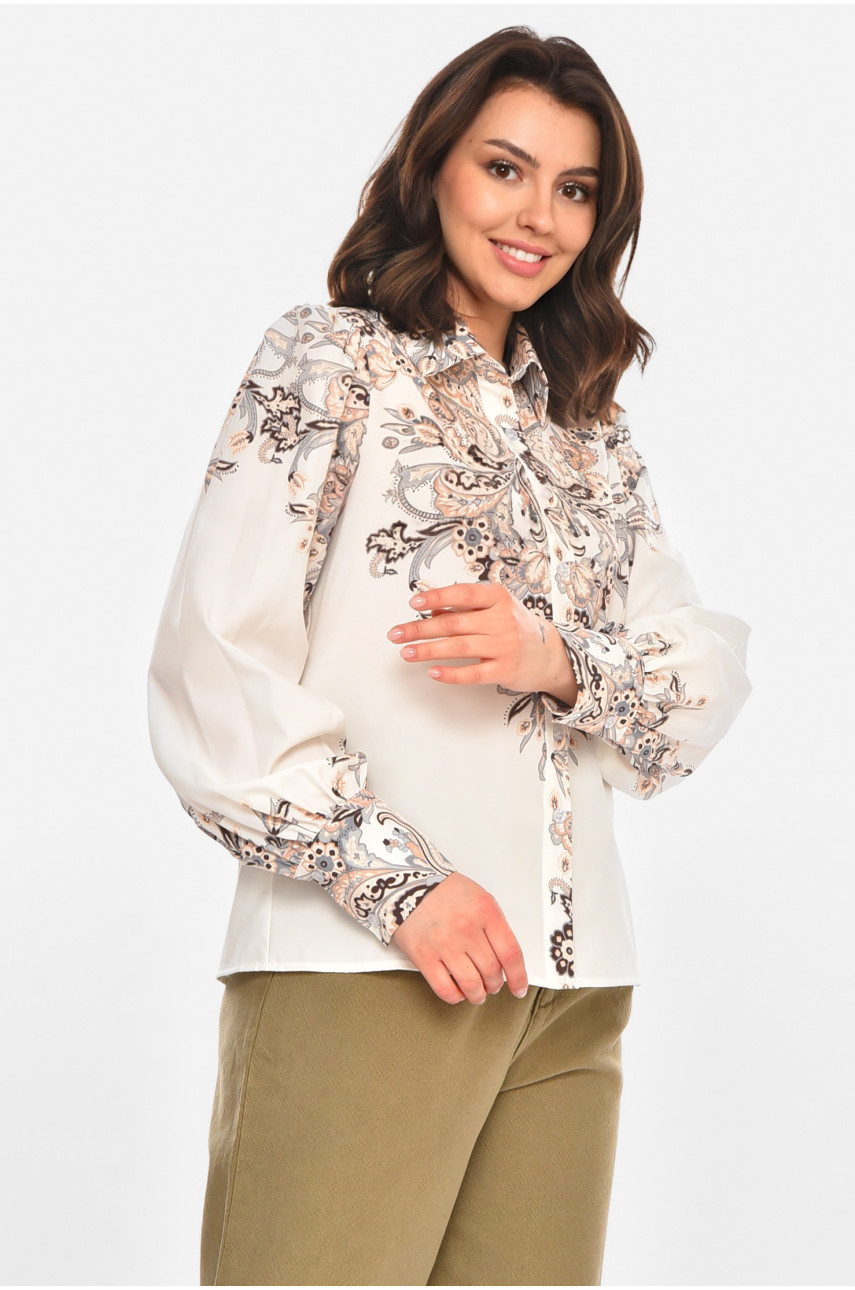 Рубашка женская бежевого цвета с принтом 212733
