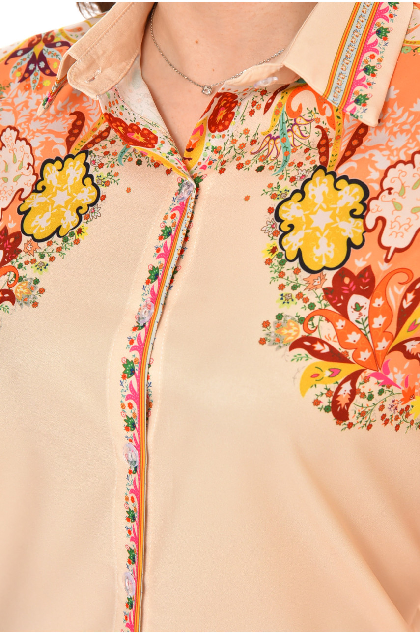 Рубашка женская бежевого цвета с принтом 212734