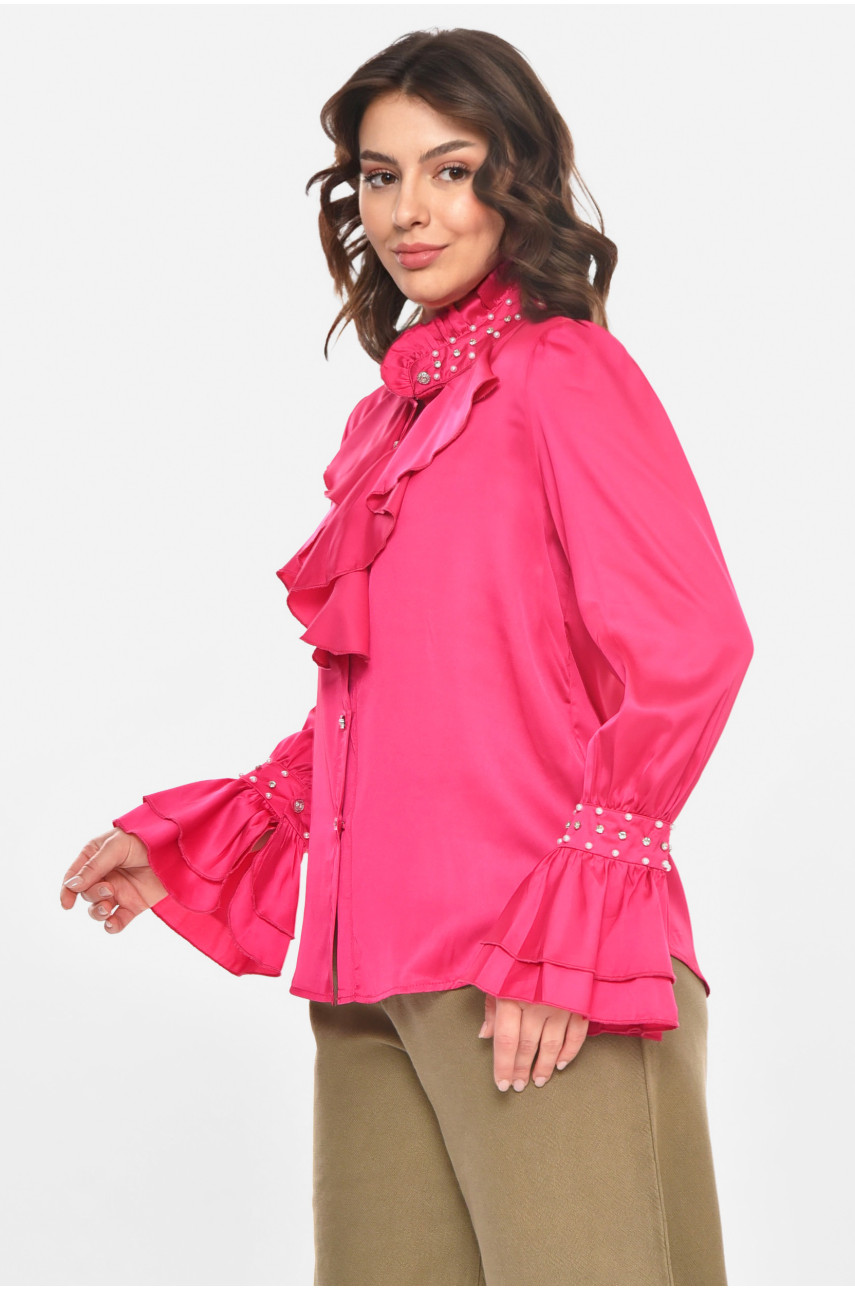 Блуза женская однотонная малинового цвета 212735