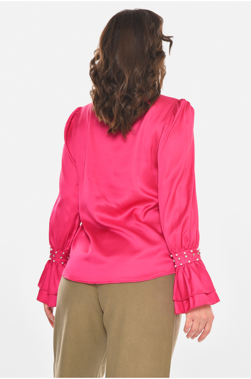 Блуза жіноча однотонна малинового кольору 212735