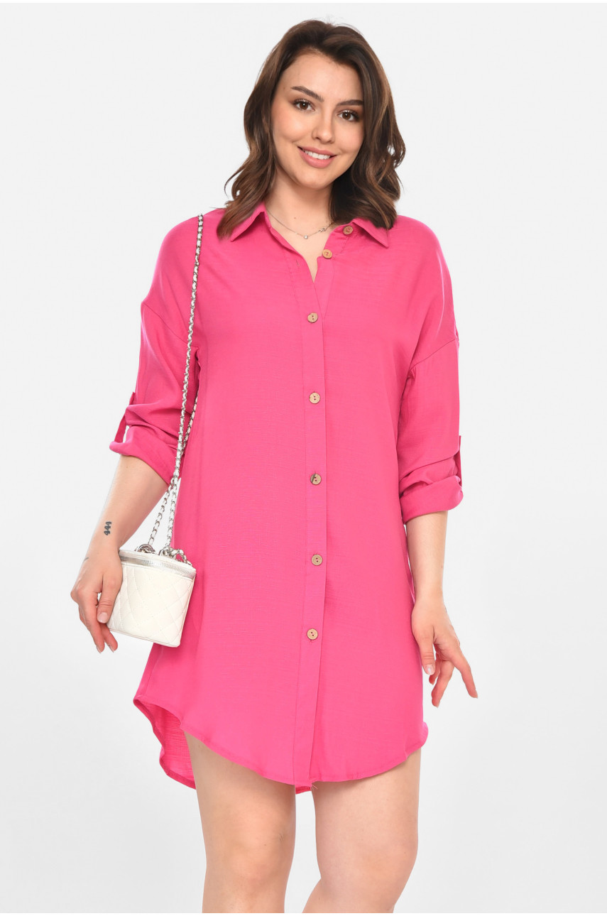 Платье-рубашка женское однотонное розового цвета 212738