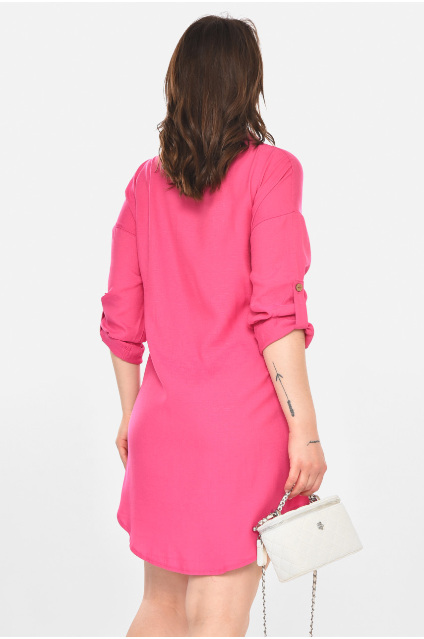 Платье-рубашка женское однотонное розового цвета 212738 Платье-рубашка женское однотонное розового цвета 212738