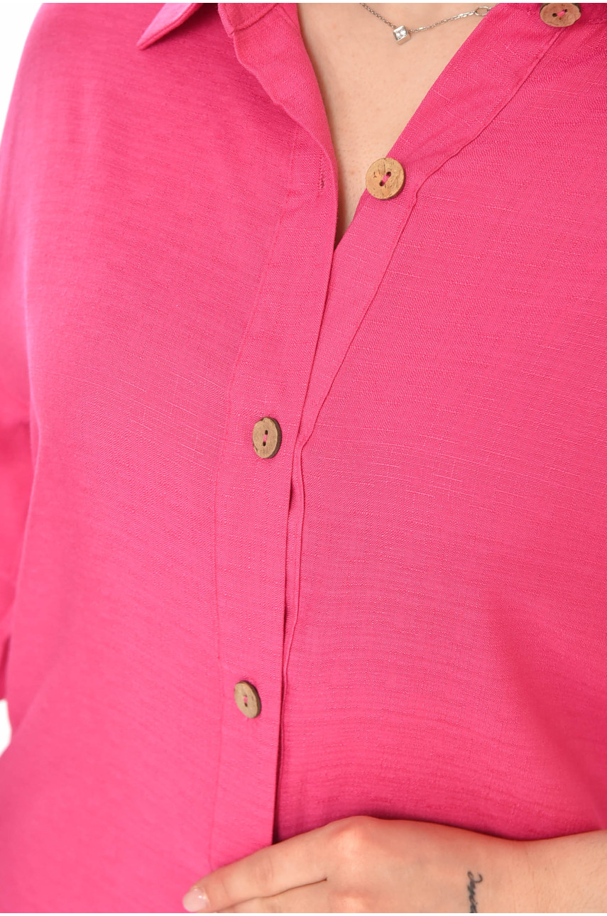 Платье-рубашка женское однотонное розового цвета 212738 Платье-рубашка женское однотонное розового цвета 212738