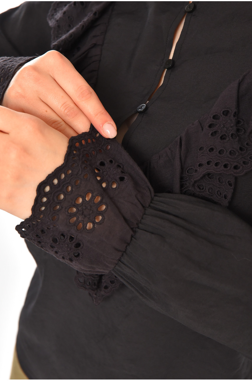 Блуза жіноча однотонна чорного кольору 212745