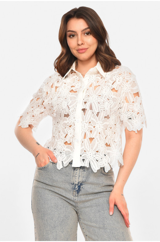 Рубашка женская однотонная белого цвета 212746