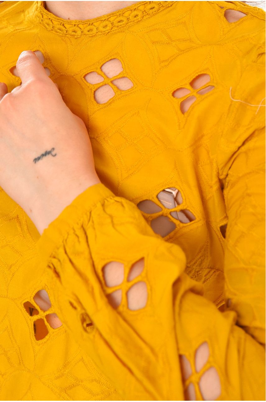 Блуза женская однотонная горчичного цвета 212748