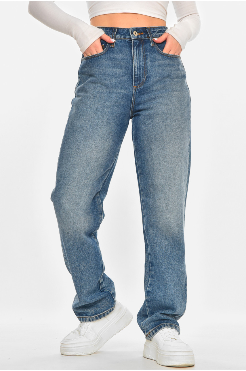 Джинсы женские однотонные синего цвета 212754