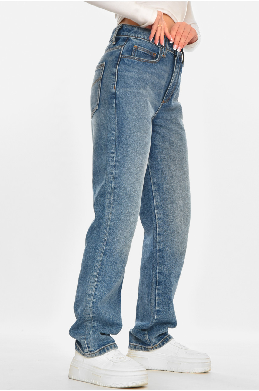 Джинсы женские однотонные синего цвета 212754