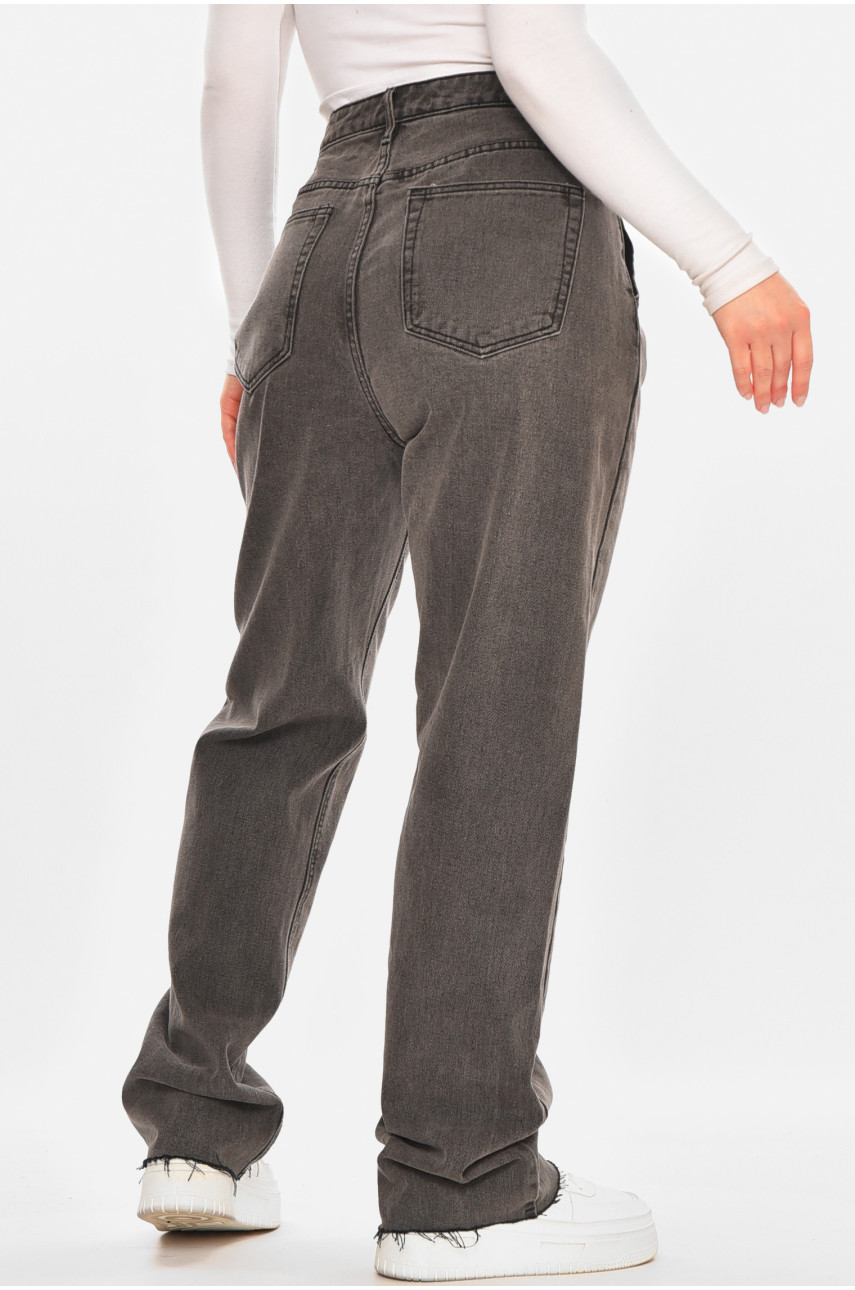 Джинсы женские однотонные тёмно-серого цвета 212758