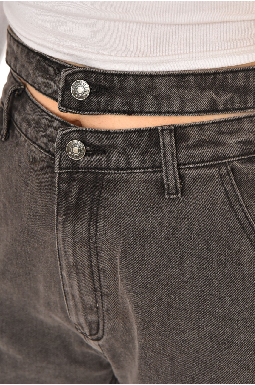 Джинсы женские однотонные тёмно-серого цвета 212758