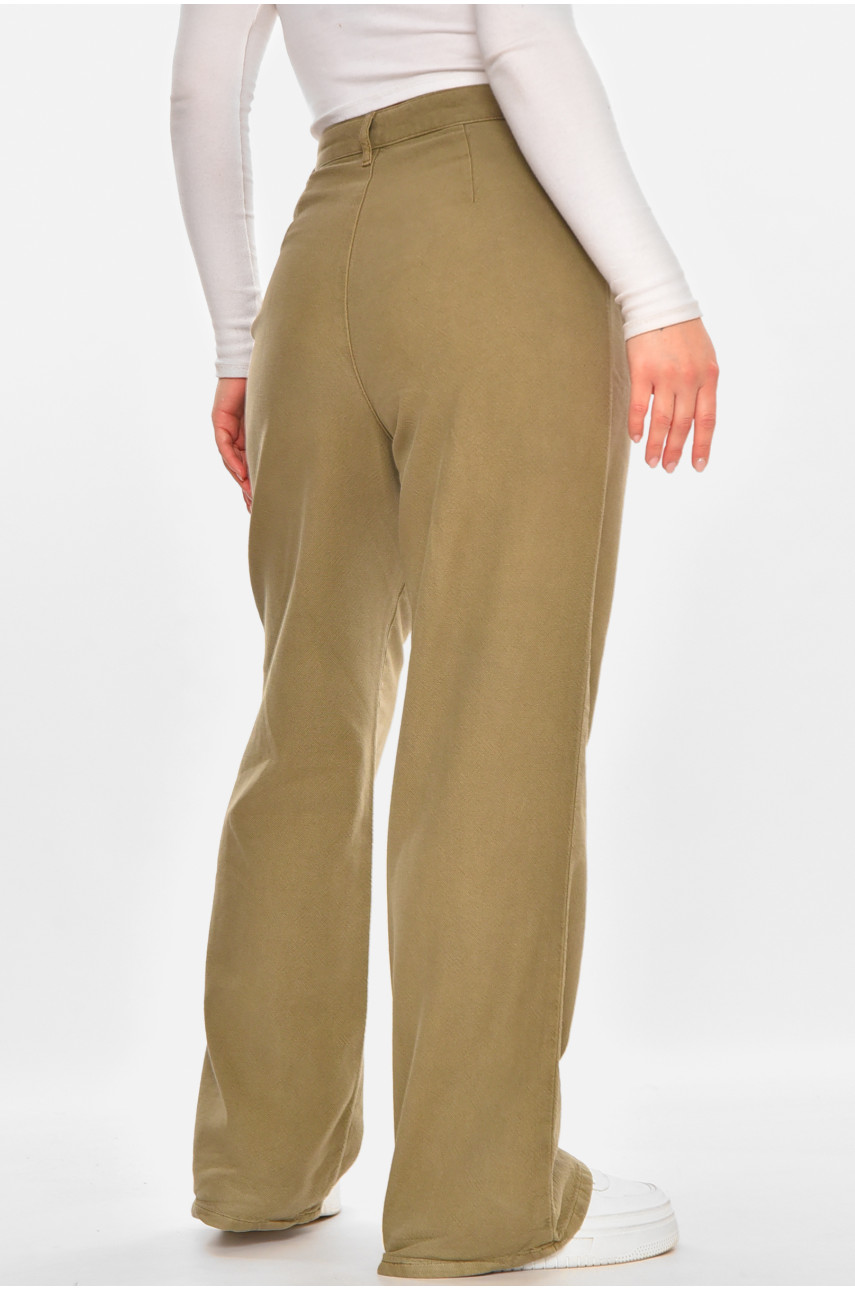Штаны женские однотонные тёмно-бежевого цвета 212759
