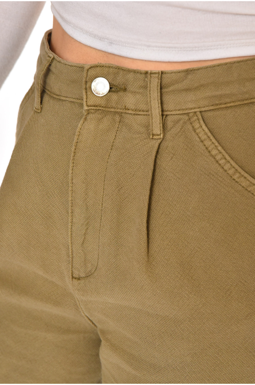 Штаны женские однотонные тёмно-бежевого цвета 212759