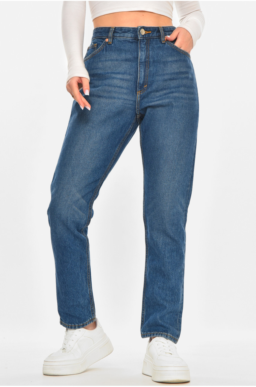 Джинсы женские однотонные синего цвета 212760