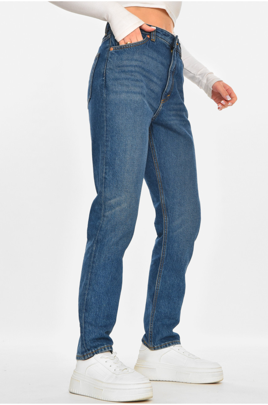 Джинсы женские однотонные синего цвета 212760