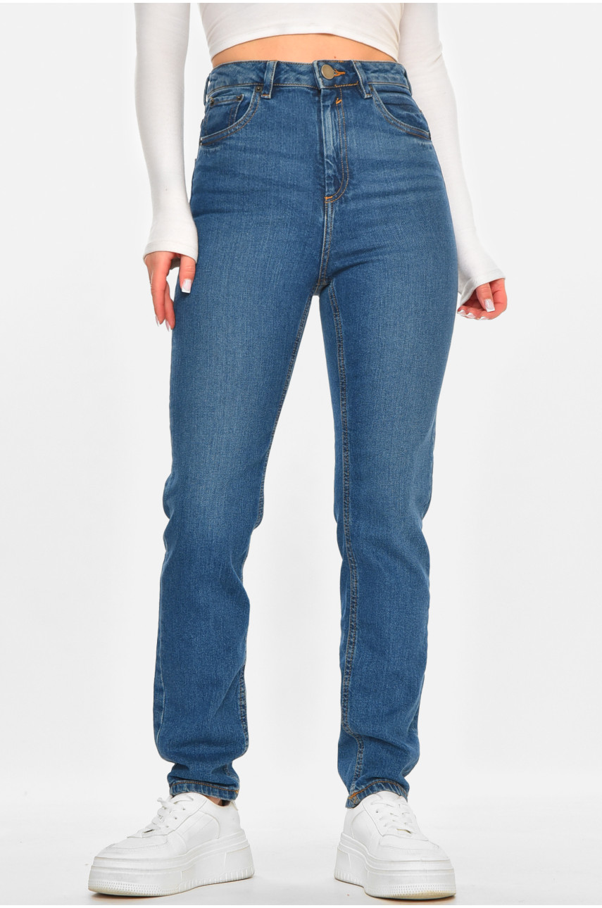 Джинсы женские однотонные синего цвета 212761