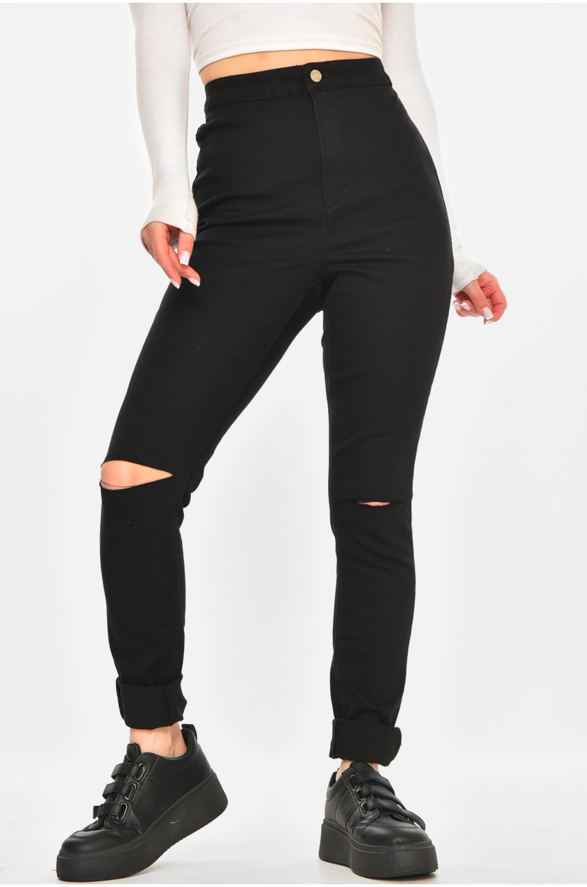Штани жіночі однотонні чорного кольору 212762