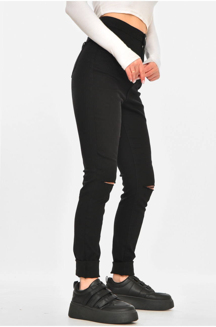 Штани жіночі однотонні чорного кольору 212762