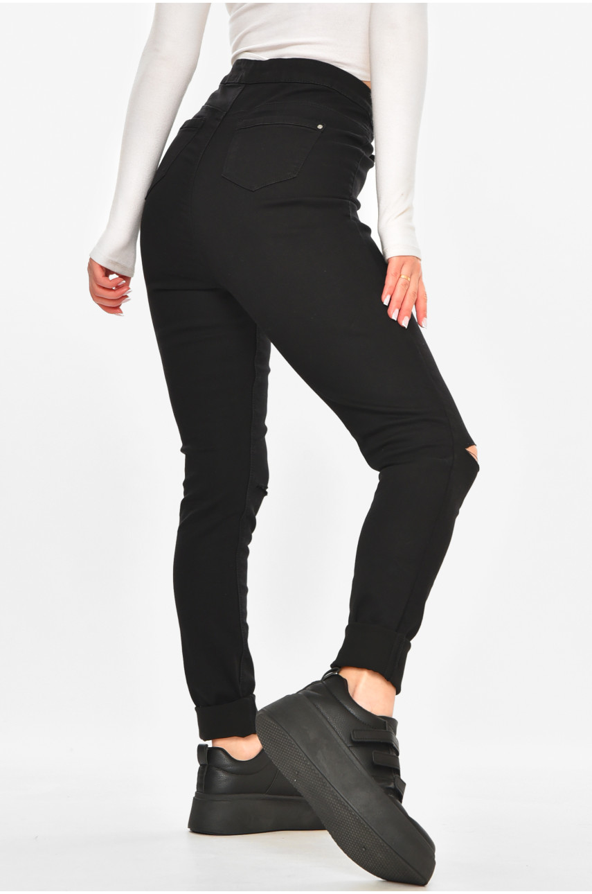 Штани жіночі однотонні чорного кольору 212762