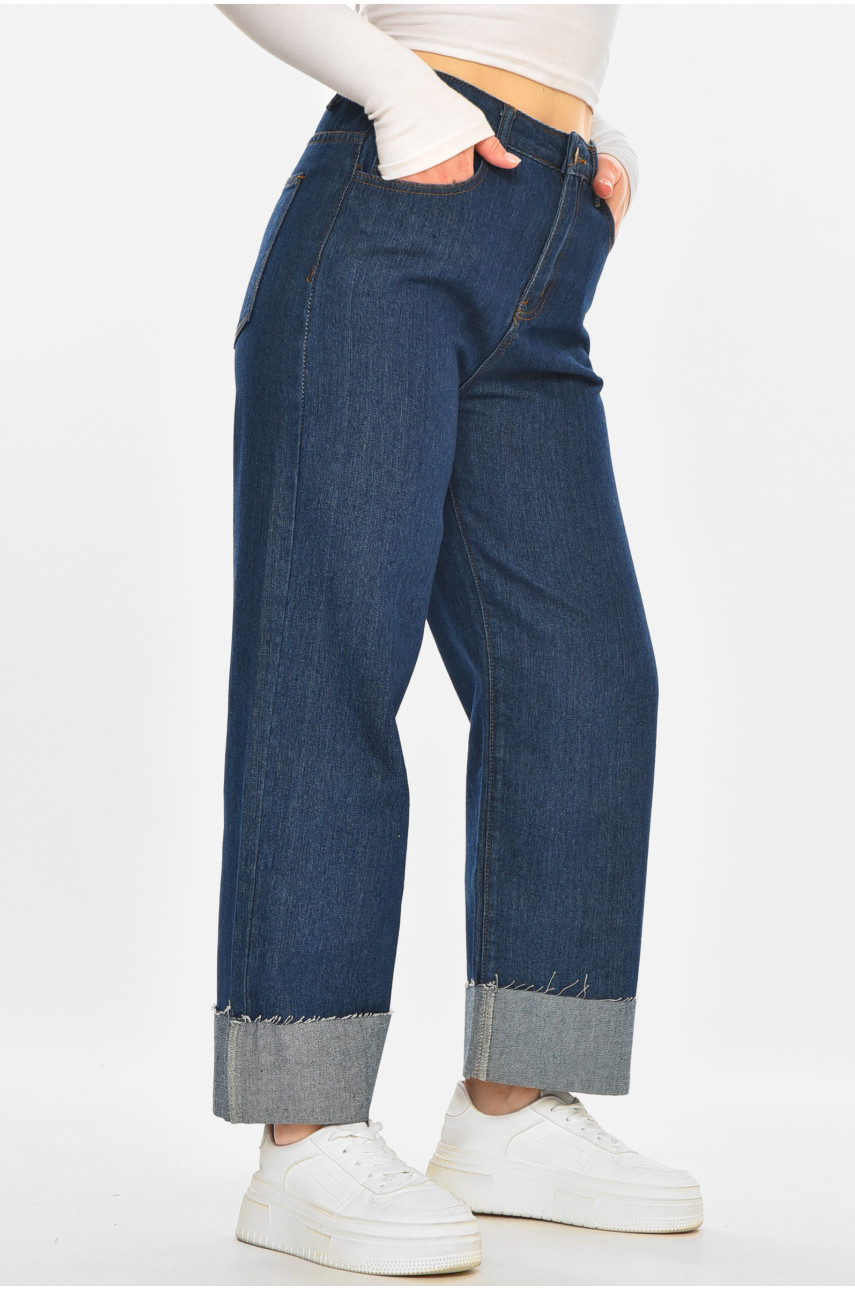 Джинсы женские однотонные тёмно-синего цвета 212765