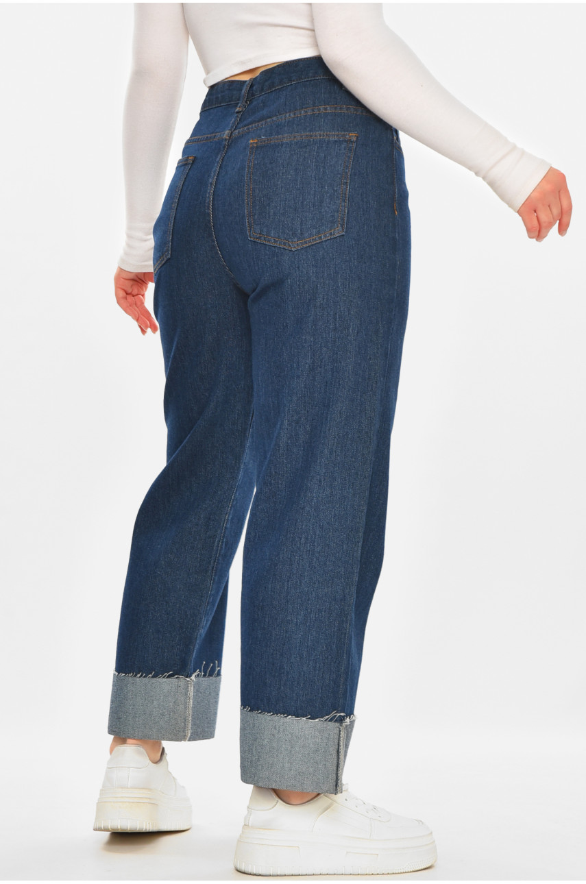 Джинсы женские однотонные тёмно-синего цвета 212765